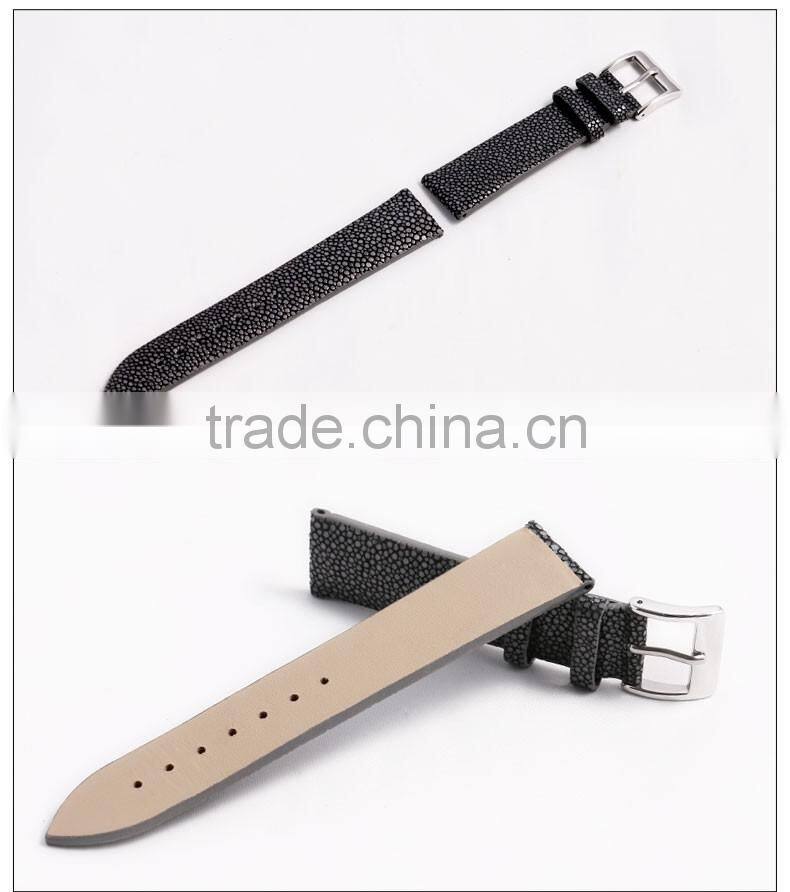 Wholesale Luxury Genuine Stingray skin Leather Unisex Watch Belt for Lady and Men