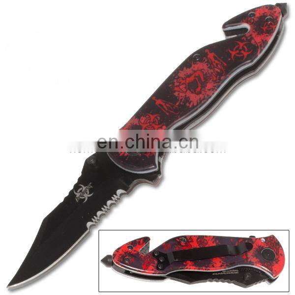 8.5"Series Glass Breaker Assisted Opening Emergency rescue Hunting Folding knife