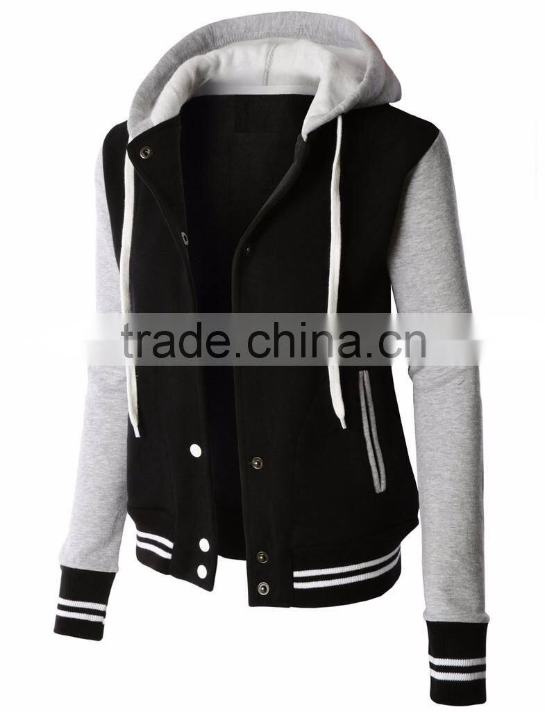 Letterman Varsity Baseball Hoodie Mens Jacket - Removable Hood