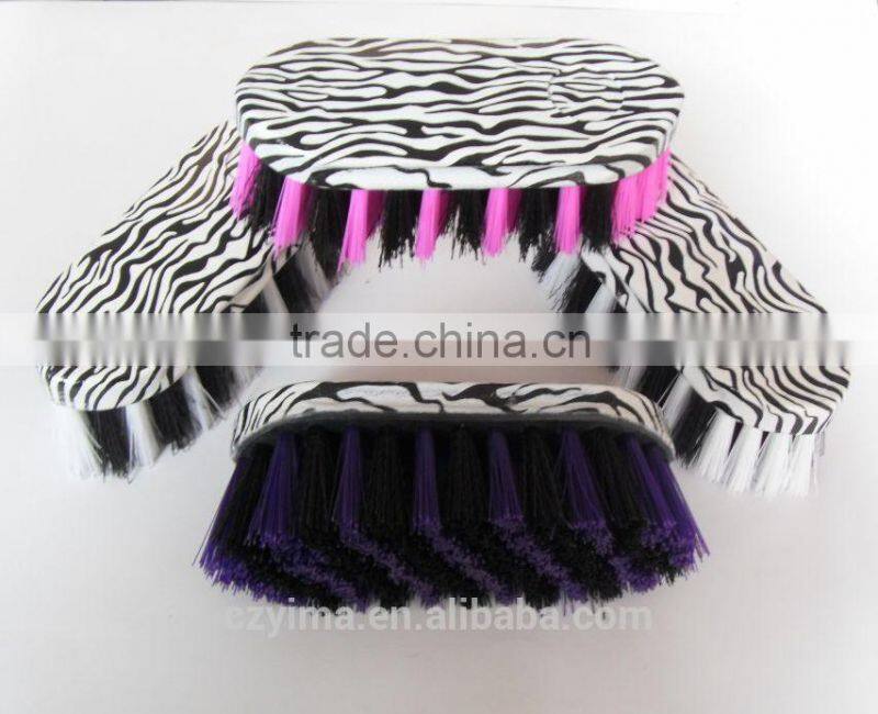zebra pattern horse dandy brush with white & pink bristle