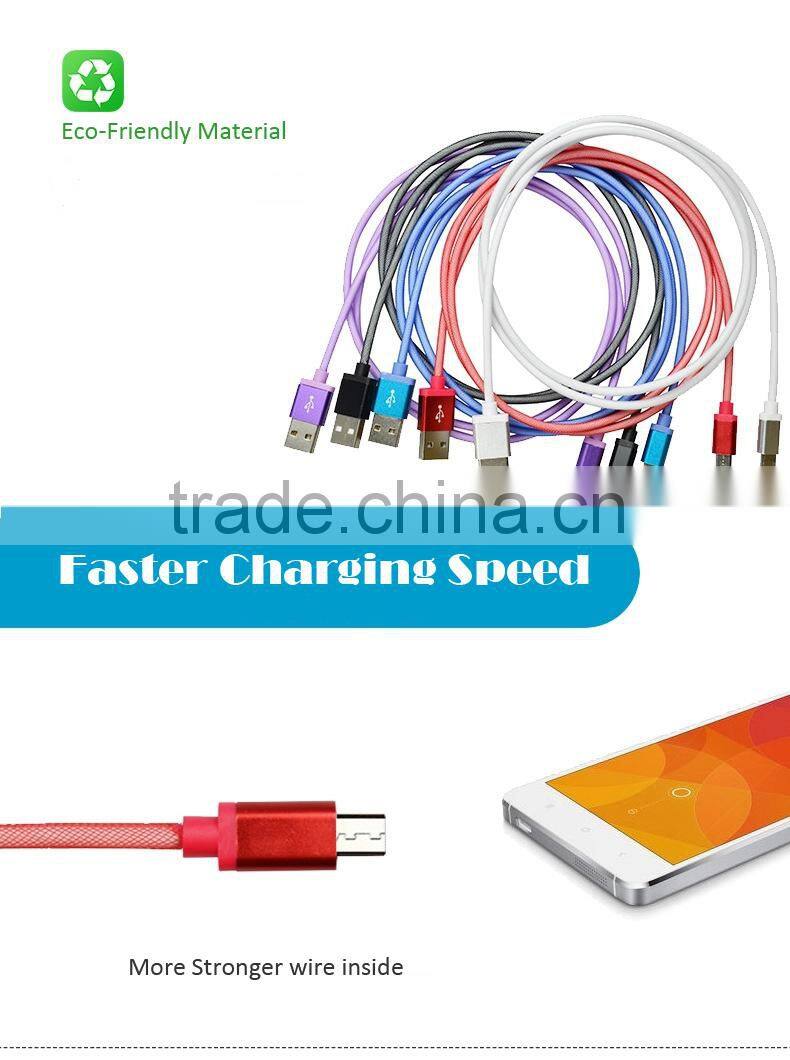 New design Micro USB cable stronger metal head fast charging &sync for Samsung USB cable