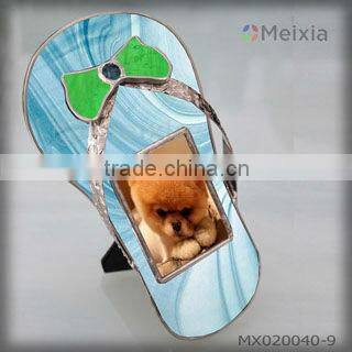 MX020040-16 china wholesale tiffany style stained glass shoe design photo picture frame for home decoration