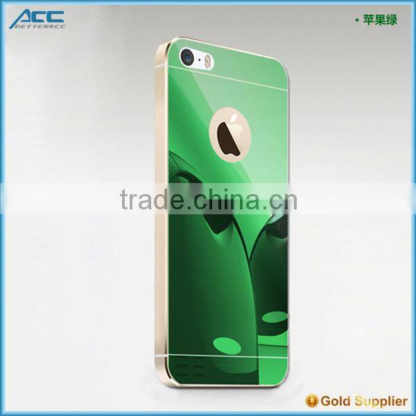 2015 hot selling product, new arrived Front+Back metallic electroplating mirror tempered glass screen protector for iPhone 5 5s