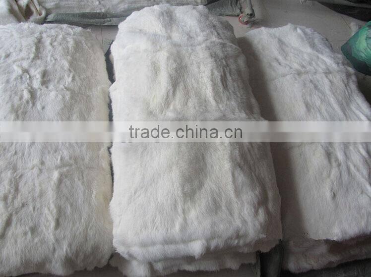Natural white color factory supply 100% rex rabbit fur plate for garments