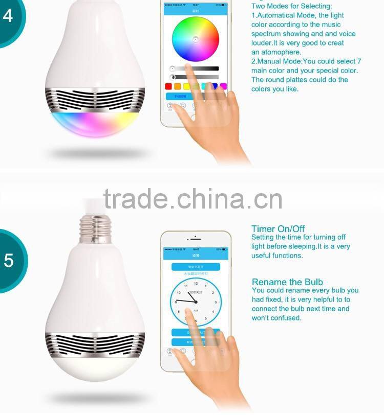 selling well 3W Global Bulb Type and White+RGB Color smart control bluetooth light lamp