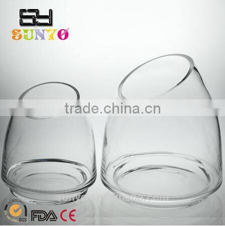 Mouth Blown Long S Shaped Stem Glass Candle Holders