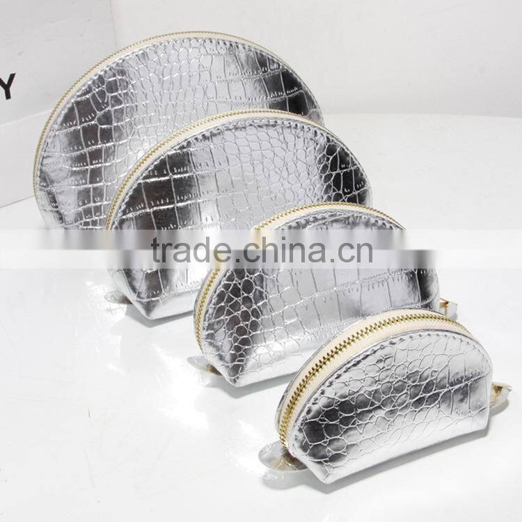 Fashionable solid color cute pattern crocodile skin pu cosmetic bag