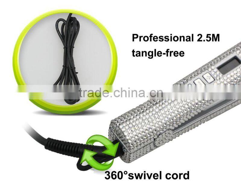 LCD digital display Bling crystal hair straightener