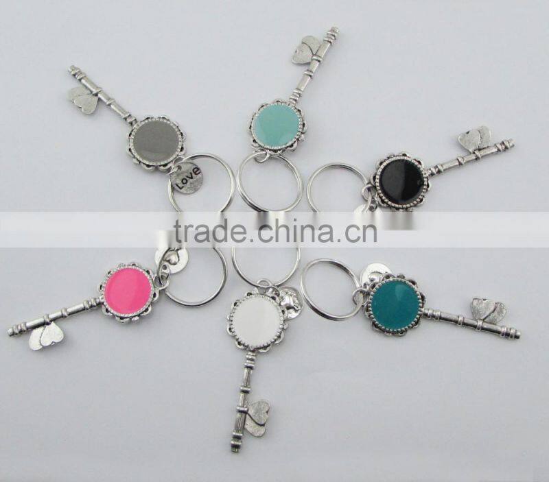 Laser Engrave Initial Personalized Monogram Enamel BagHanger Key Fob