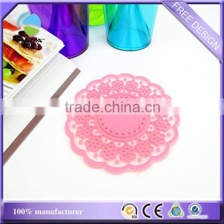 buy fashion flower four petals rubber soft pvc heat proof mug coaster