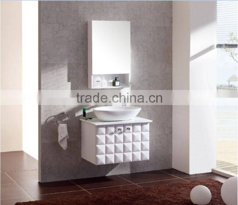 Tile small Multi-Layer solid wood bathroom mirror vanity cabinet