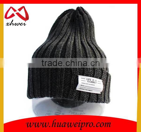 Unisex beanie fashion american plain cool knit beanie hat cap with label