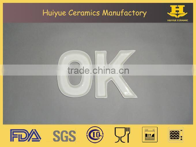 porcelain letter plates white color HAPPY BIRTHDAY