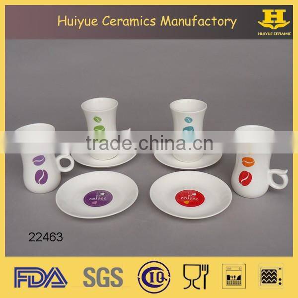 Ceramic printed coffee cup and saucer, Turkish style coffee set