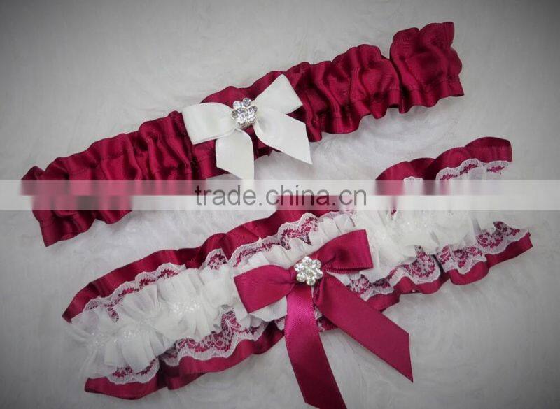 Red Christmas Garter Set,Ribbon Wedding Garter Lace