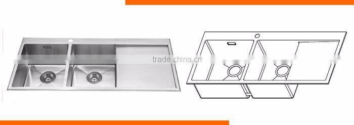 Kitchen equipment stainless steel customized hole corner sink