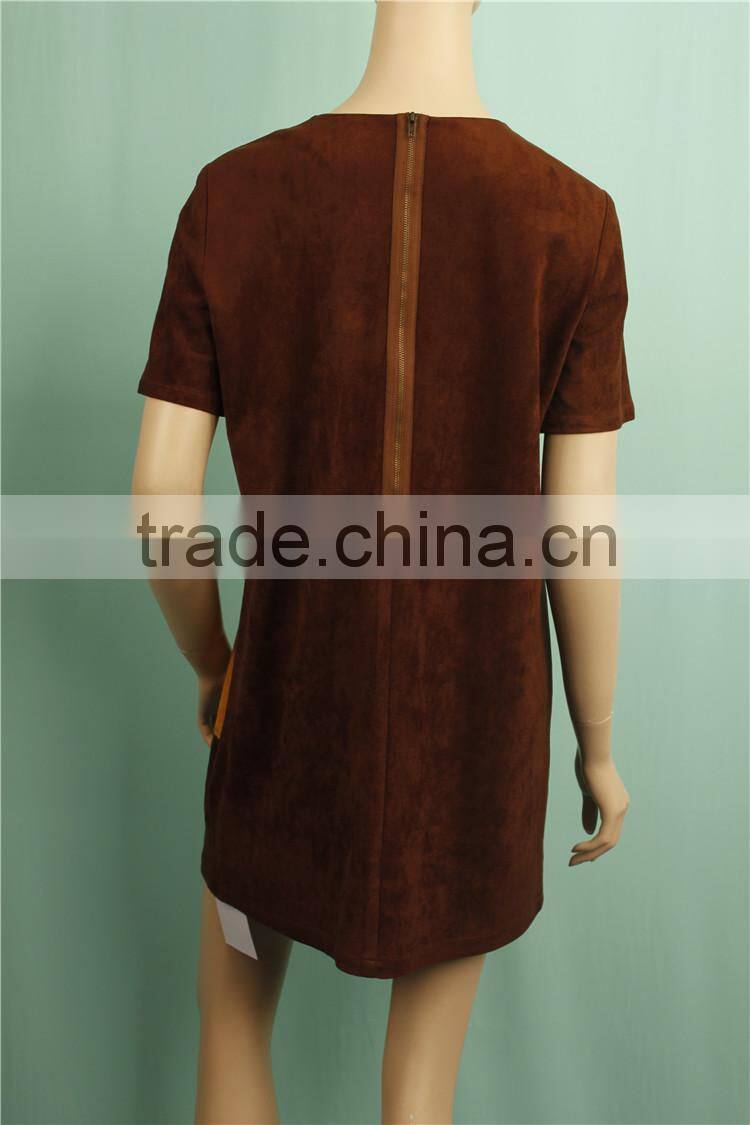 2016 A/W short sleeve velvet fabric model dresses for girls