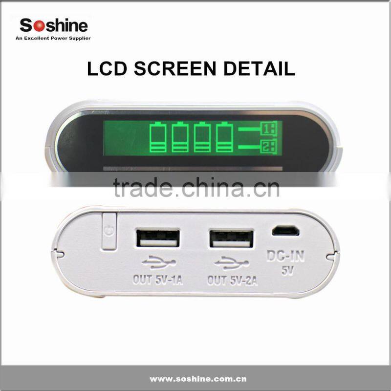 high full capacity smart power bank case 4*18650 battery cells battery charger exchangeable power bank real capacity 14400mah