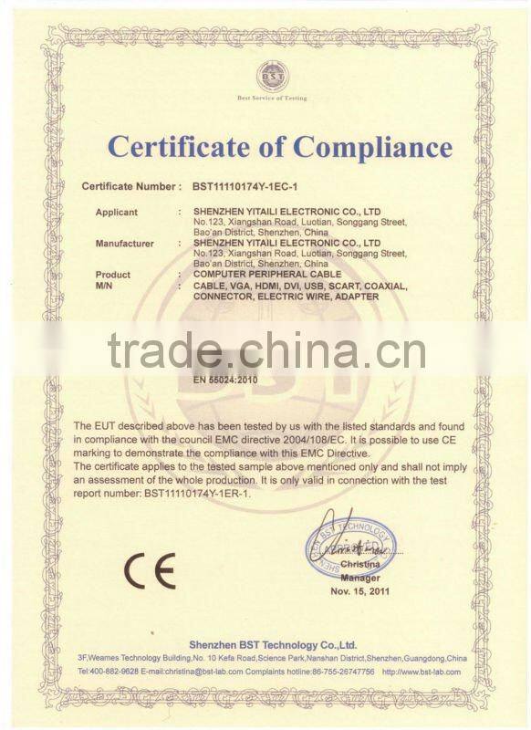 28AWG Gold plated RCA to VGA Cable with One Ferrite cord