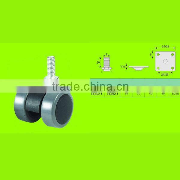 threaded stem furniture universal caster wheel with Nylon+PVC(FC2411)