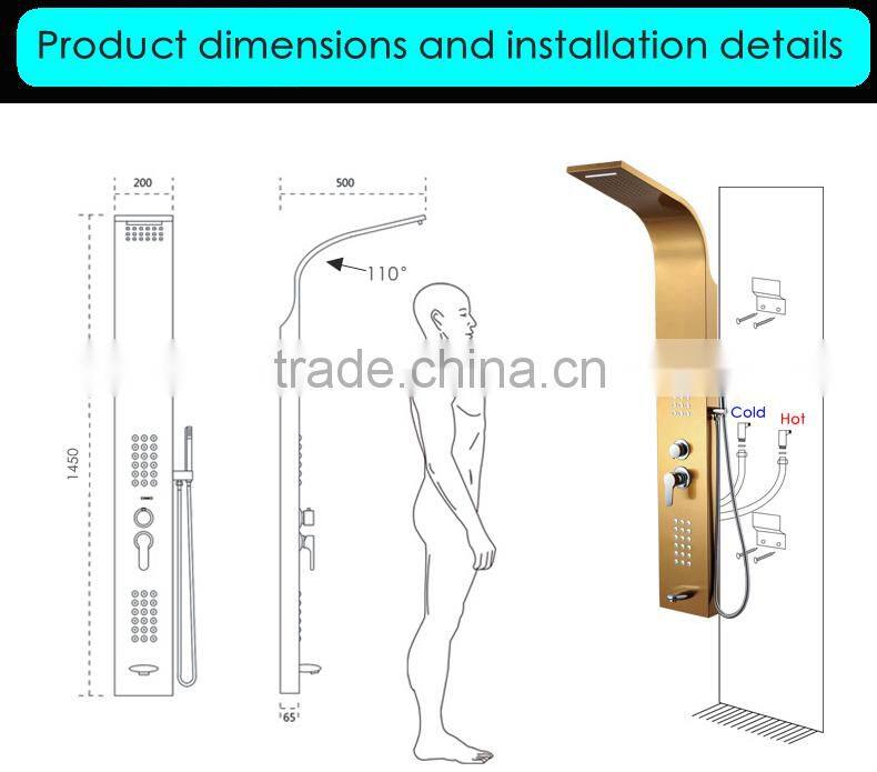 Alibaba sanitary ware stainless steel shower panel watermark
