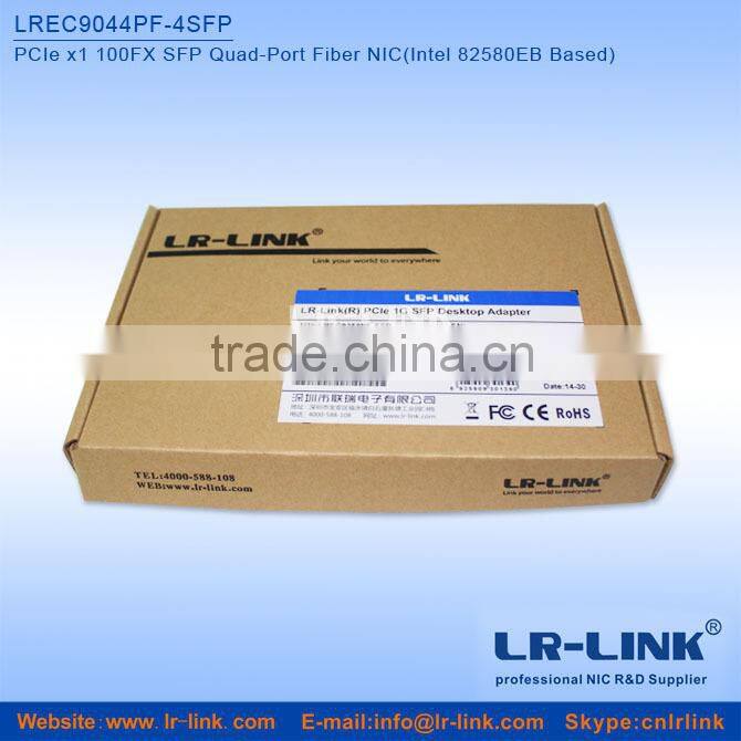 LREC9044PF-4SFP PCIe x1 100FX Quad SFP Port Fiber NIC (Intel 82580 Based) Unique