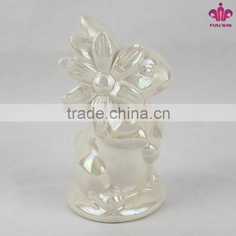 Peal glazed Ceramic Rabbit Decoration for Easter Day