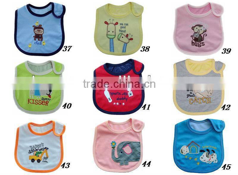 waterproof 3D printed & embroidery applique baby bib cotton jersey soft bib made in china