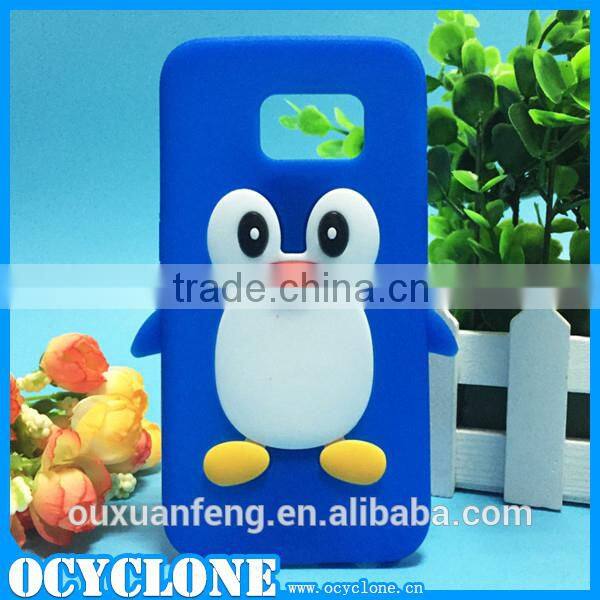 cartoon lovely QQ Penguin Design for Samsung Galaxy S6 Silicone back case