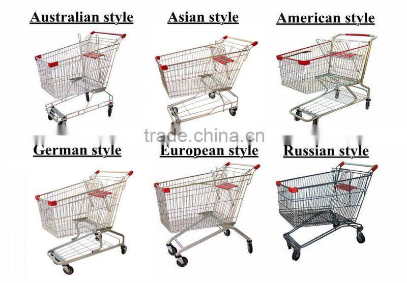 2015 hot sell black powder shopping basket holder with 4 wheels and plastic basket (YB-S001)