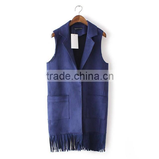 wholesale clothing contemporary fringed faux suede tassel vest