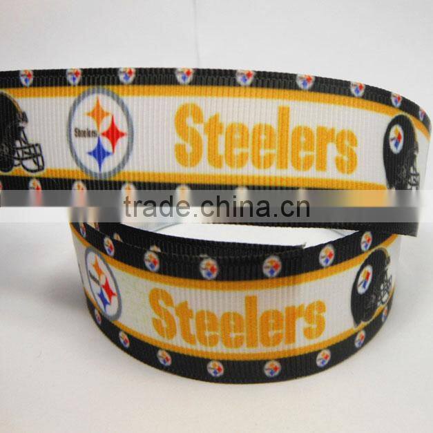high quality diy custom printed 100% polyester football sport ribbed band ribbon