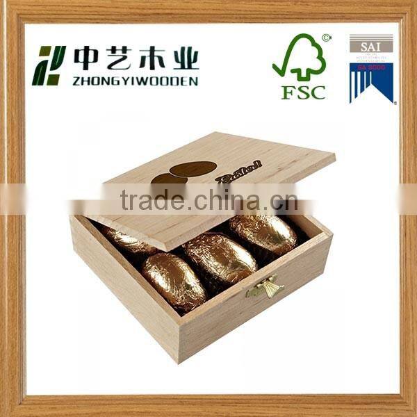 FSC handmade pine wood chocolate packaging box chocolate gift box for sale