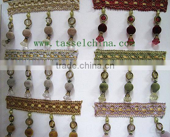 Fashion Velvet Beaded Fringe For Curtain, Window Valance, Talecloth