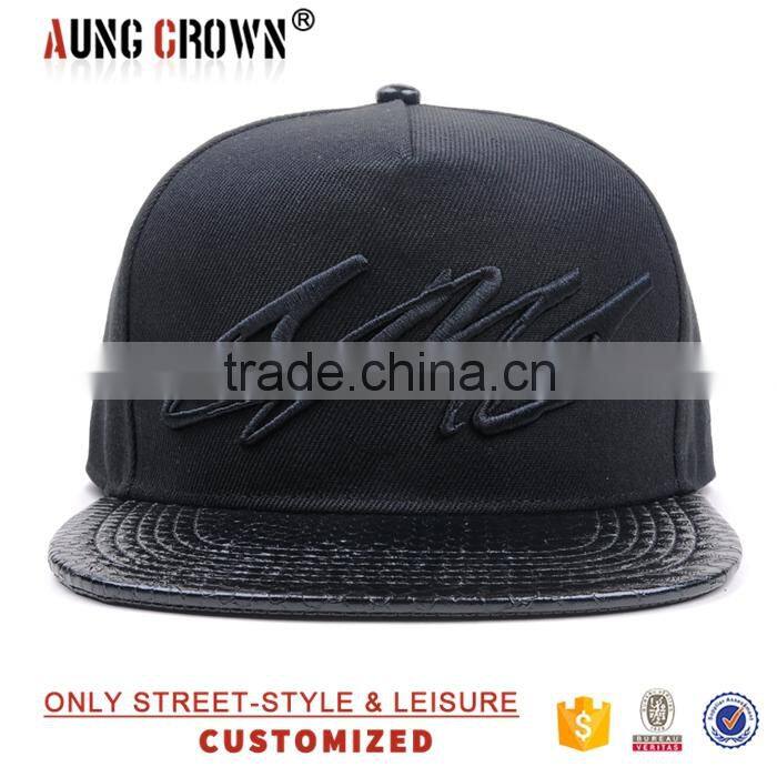wholesale custom black snakeskin snapback cap