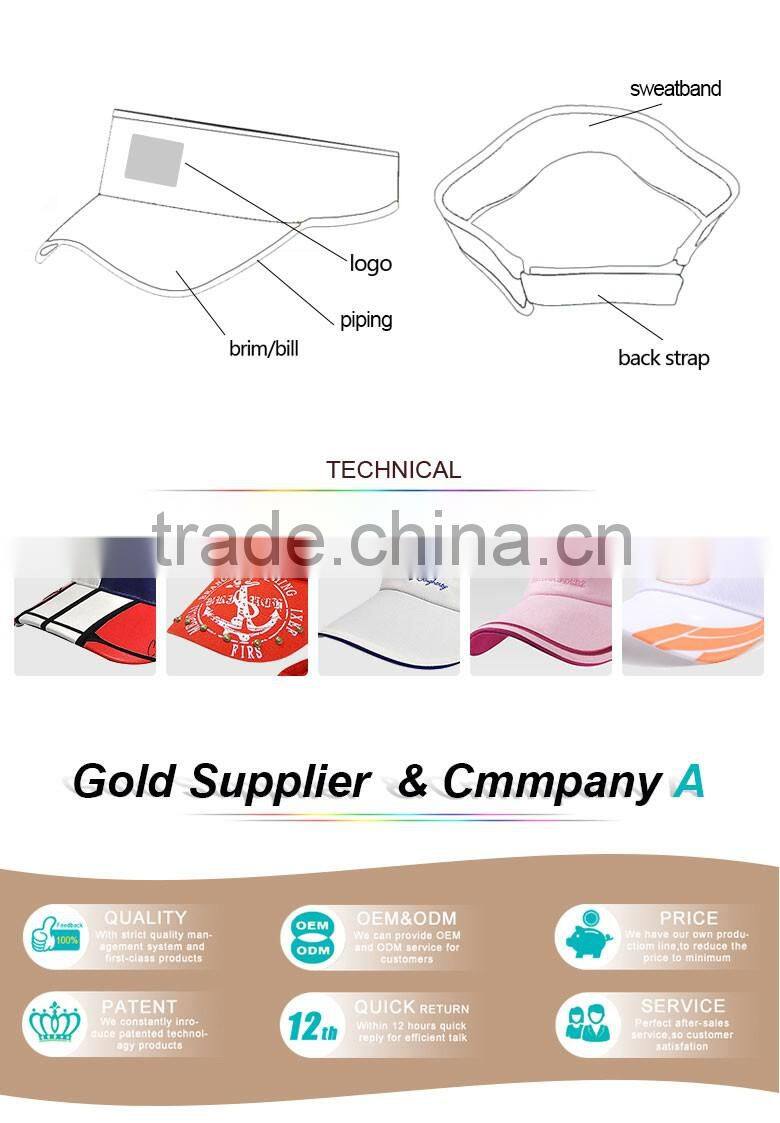 Universal custom embroidered men's short sports visor/sun visors cap