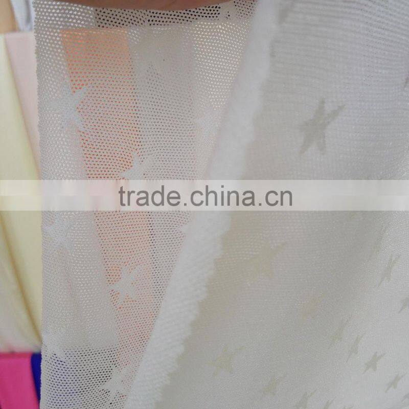 Factory new design 87/13 nylon spandex five-pointed star patern jacquard mesh fabric, dress jacquard mesh fabric