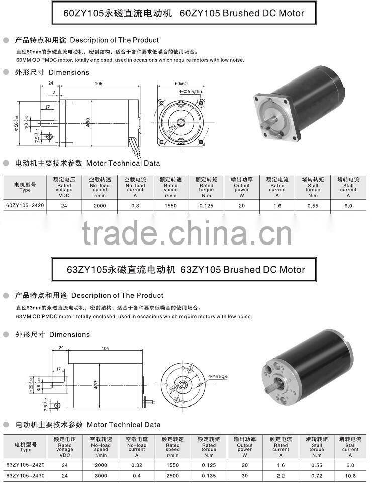 Customized Sliding Gate Brushed 0.25 HP 12V DC Break Motor