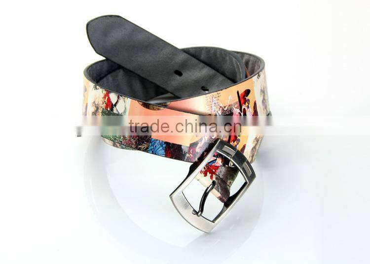 Men Women Unisex Fashion Print Faux Leather Belt for Jeans