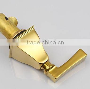 Modern Widespread Bathroom Three Holes Sink Faucet in Gold with Double Handles