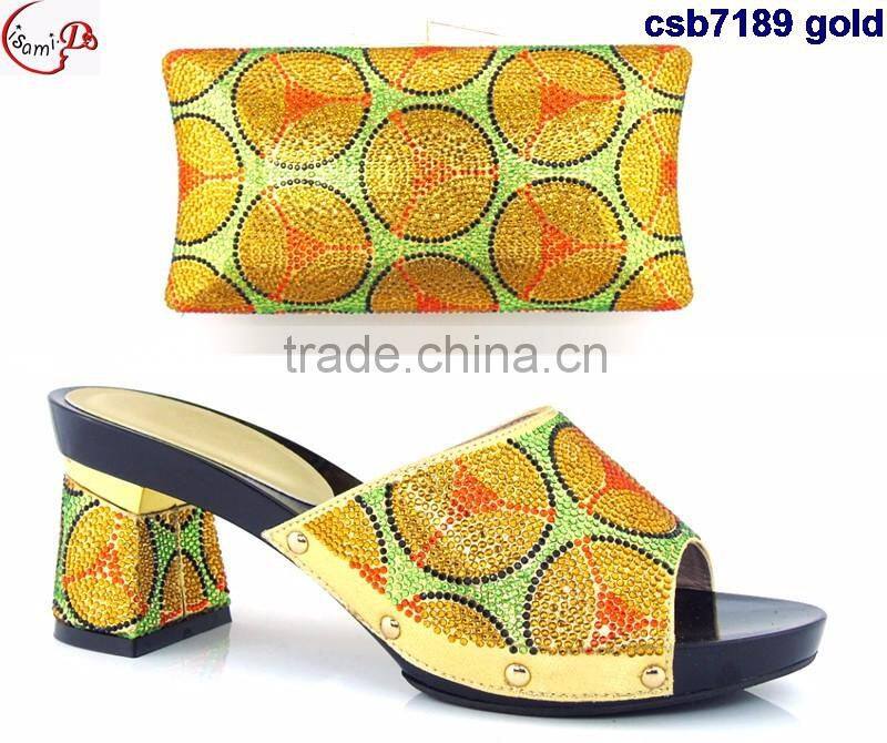 CSB7189-yellow New designs of high heels shoes/ladies shoes / shoes and bag match for wedding/party