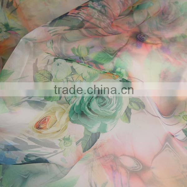 2015 Customize Flower Transfer Printing Organza Fabric For Dress