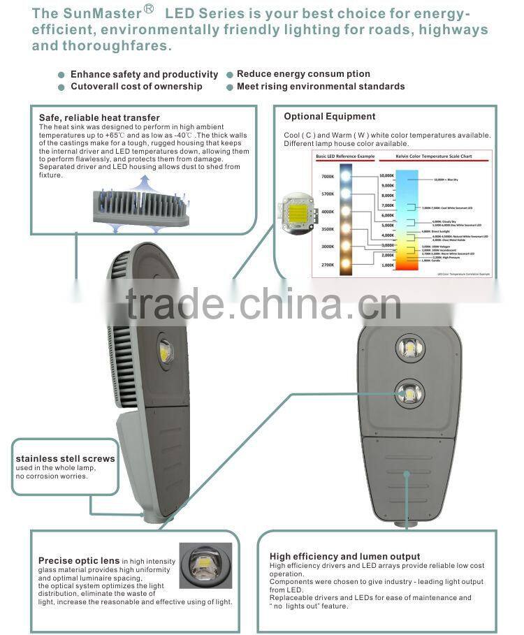 90W high quality AC85-265V input ip66 ce rohs waterproof led street light