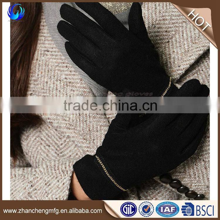 Luxury ladies winter knitted wool smartphone gloves touch screen