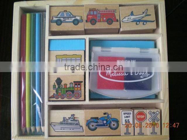 Custom Wooden stamp kit with ink pad