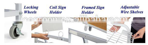 BAKERY MERCHANDISER DISPLAY CART/ TROLLEY FOR FOOD WITH SIDE SHELVES