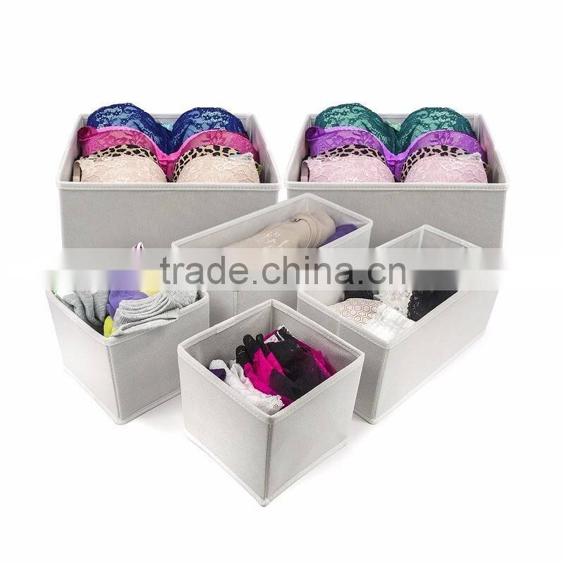 Foldable Storage Drawer Closet Dresser Organizer Bins for Underwear, Bras, Socks, Ties, Scarves, Accessories and More - 6 Piece