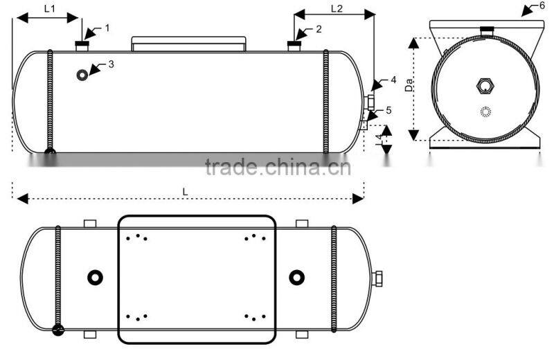 RESOUR Horizontal Liquid Receiver With Plate, Liquid Container, Refrigeration Reservoir Tank