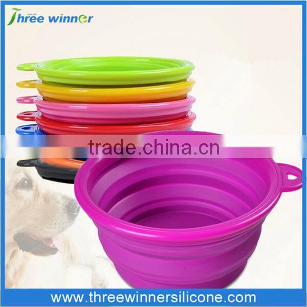 blue round shape silicone pet bowl non-stick pet bowl