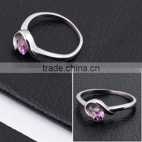Fashion Cute Stainless steel Rose Gold Diamond Ring